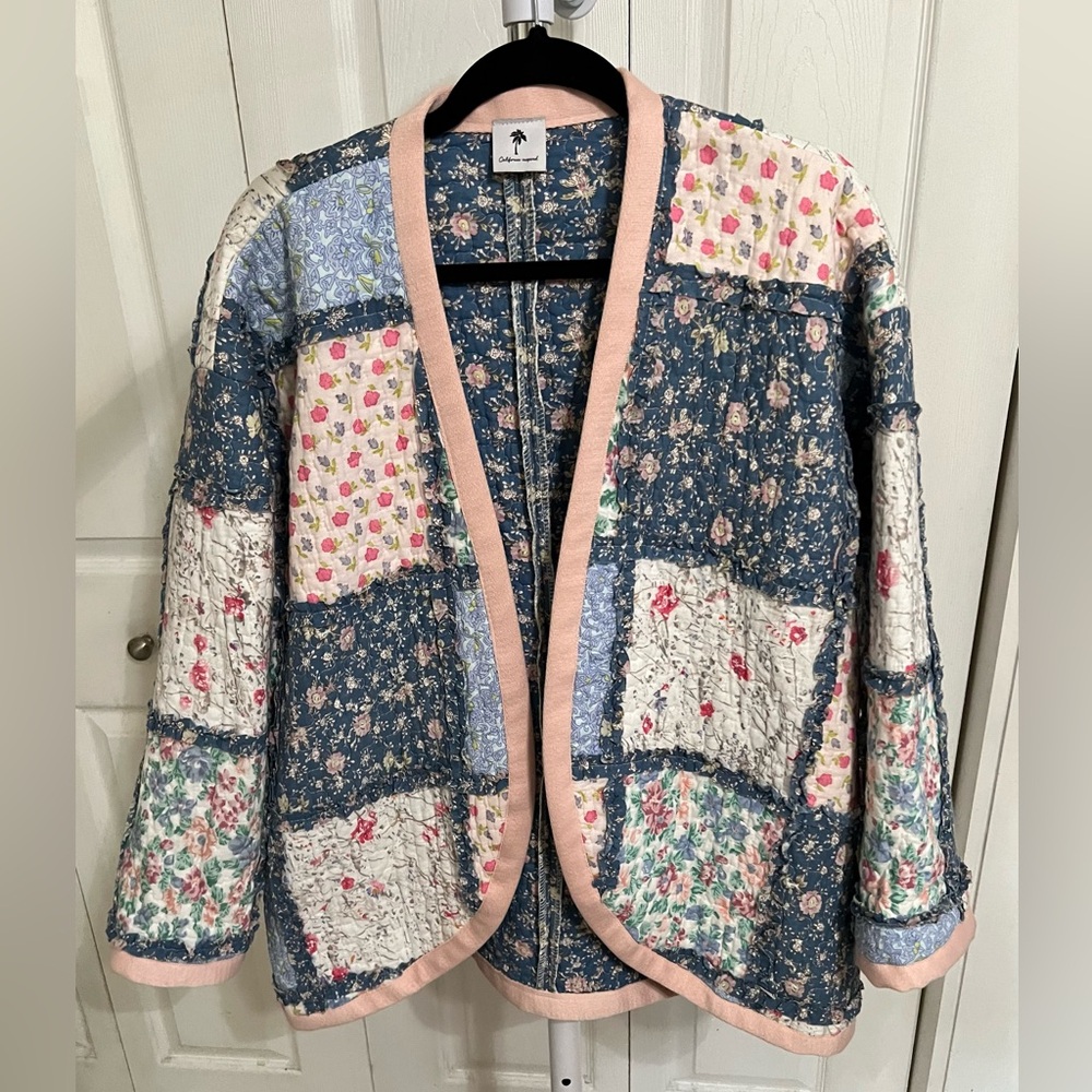 California Inspired Patchwork Quilted Jacket  Coat OS M/L Cottagecore